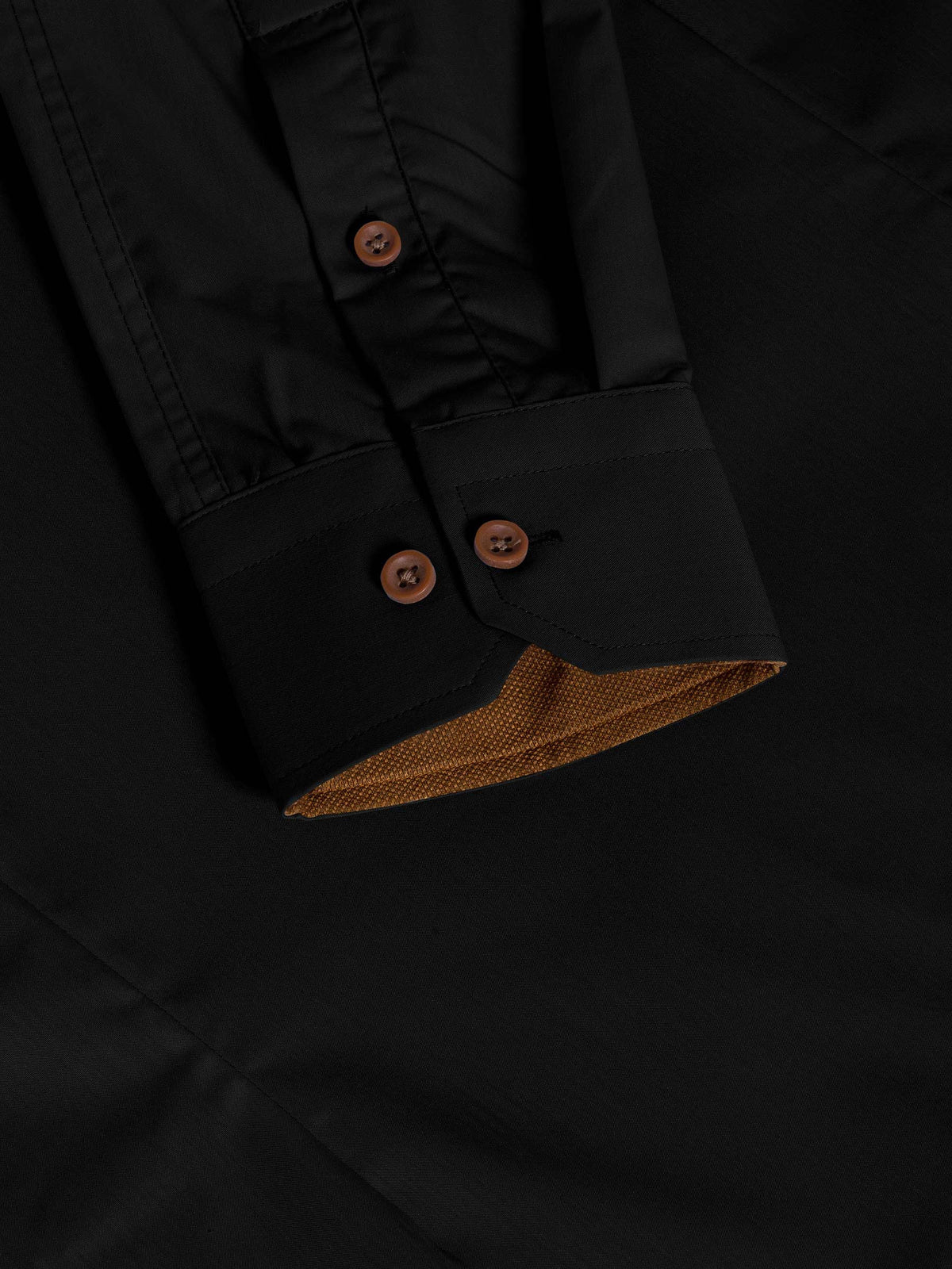 Ales Solid Structured Black Long Sleeve Shirt 6XL