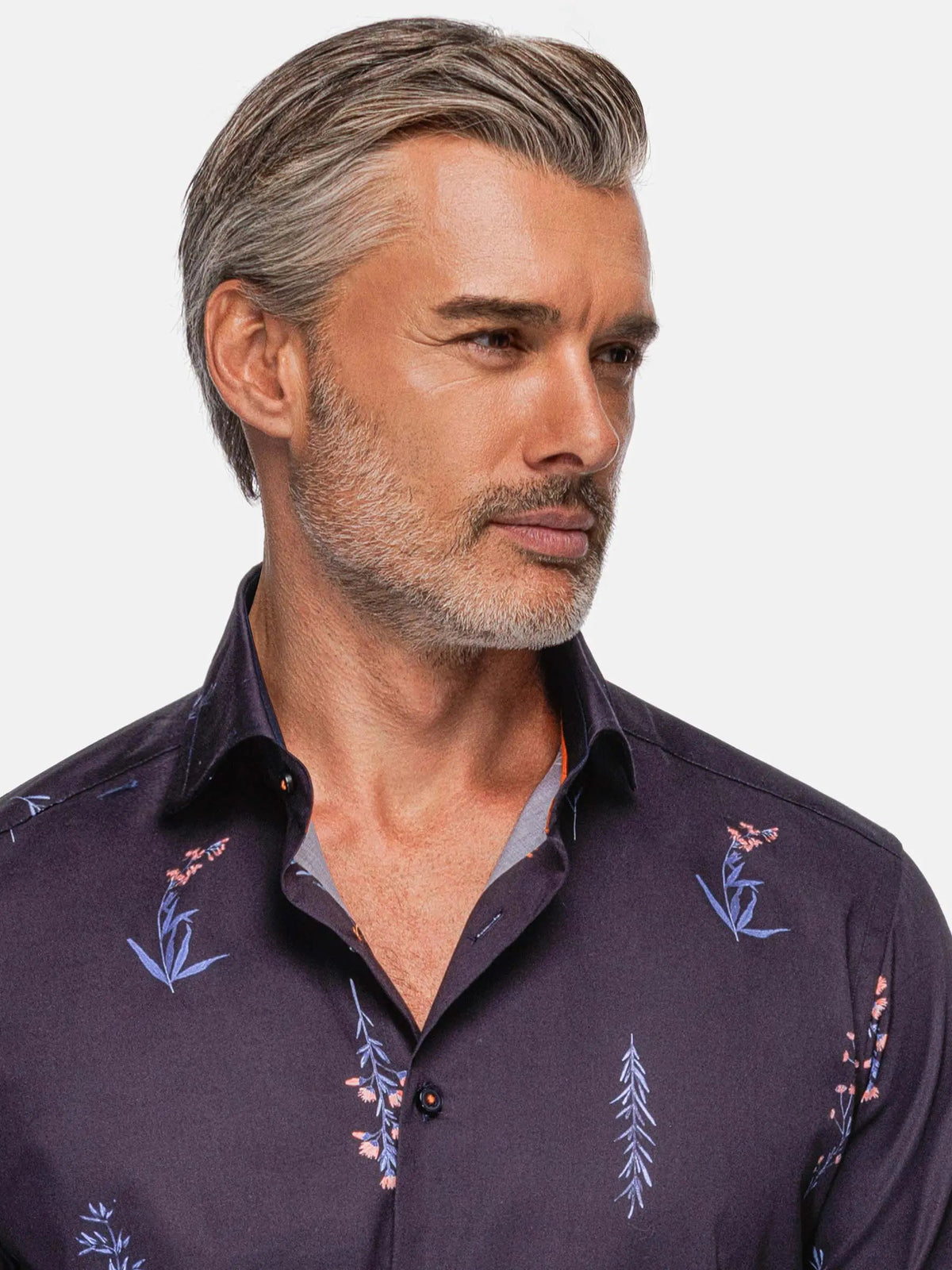 Equinox Floral Print Navy Long Sleeve Shirt 6XL