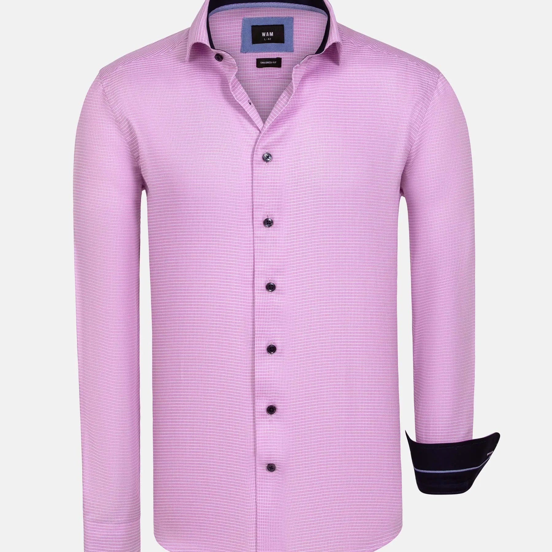Sky Lake Pink Micro Patterned Long Sleeve Shirt 6XL