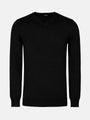 Front view of a black men's V-neck sweater with ribbed trim – Wam Denim.