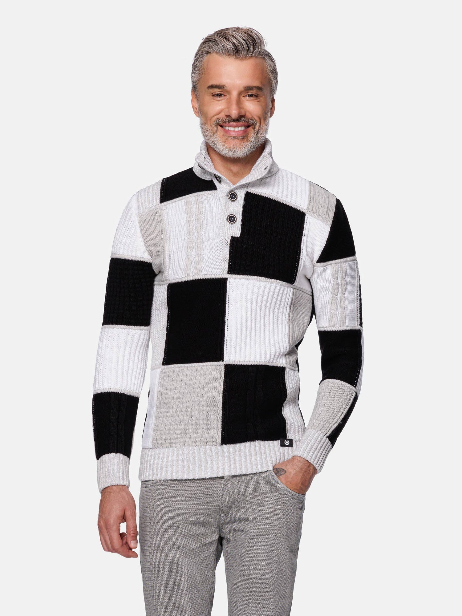 Cambridge Pattern Black White Knitwear 6XL