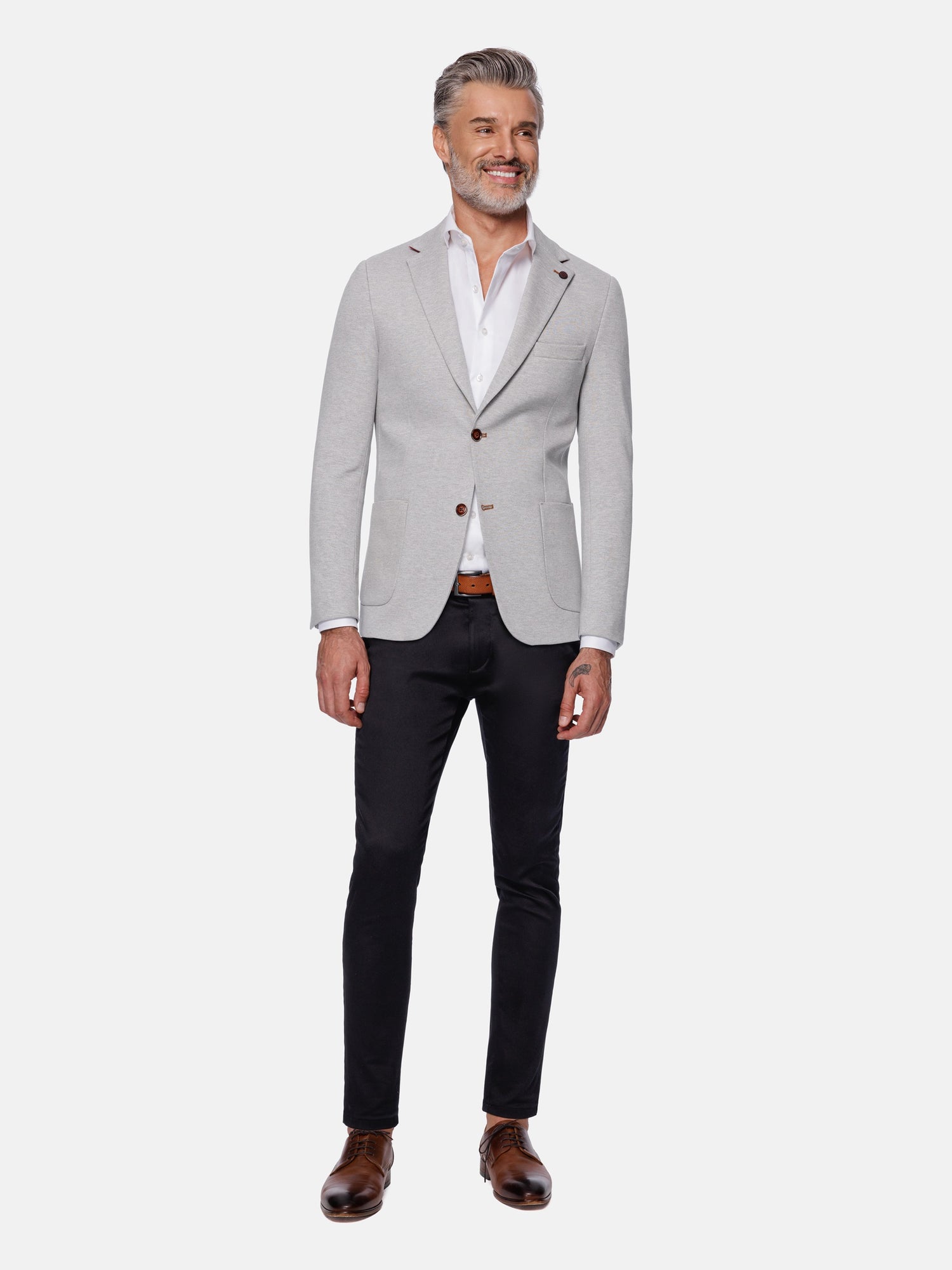 Engima Patch Pocket Slim Light Grey Blazer 60