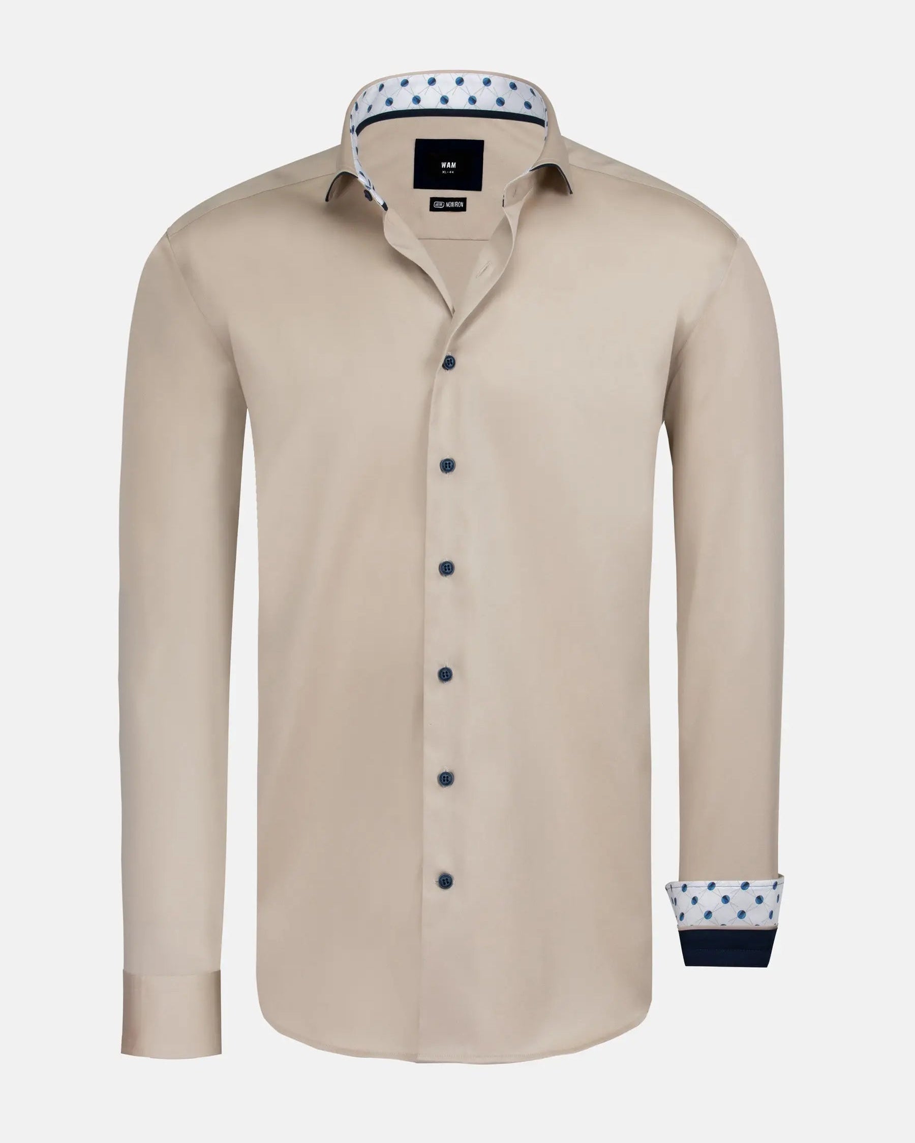 Vercelli Solid Beige Shirt Long Sleeve 6XL