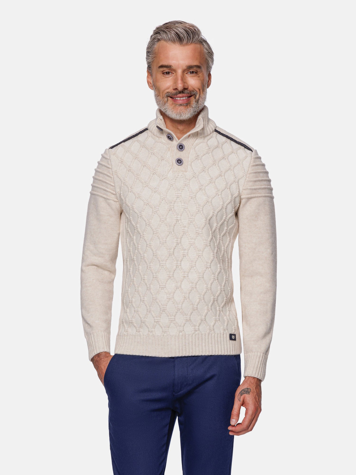 Minevre Pattern Beige Knitwear 6XL