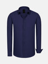 Leira Solid Navy Blue Long Sleeve Shirt 6XL