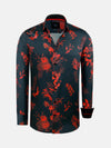 Florence Red Floral Black Long Sleeve Shirt 6XL