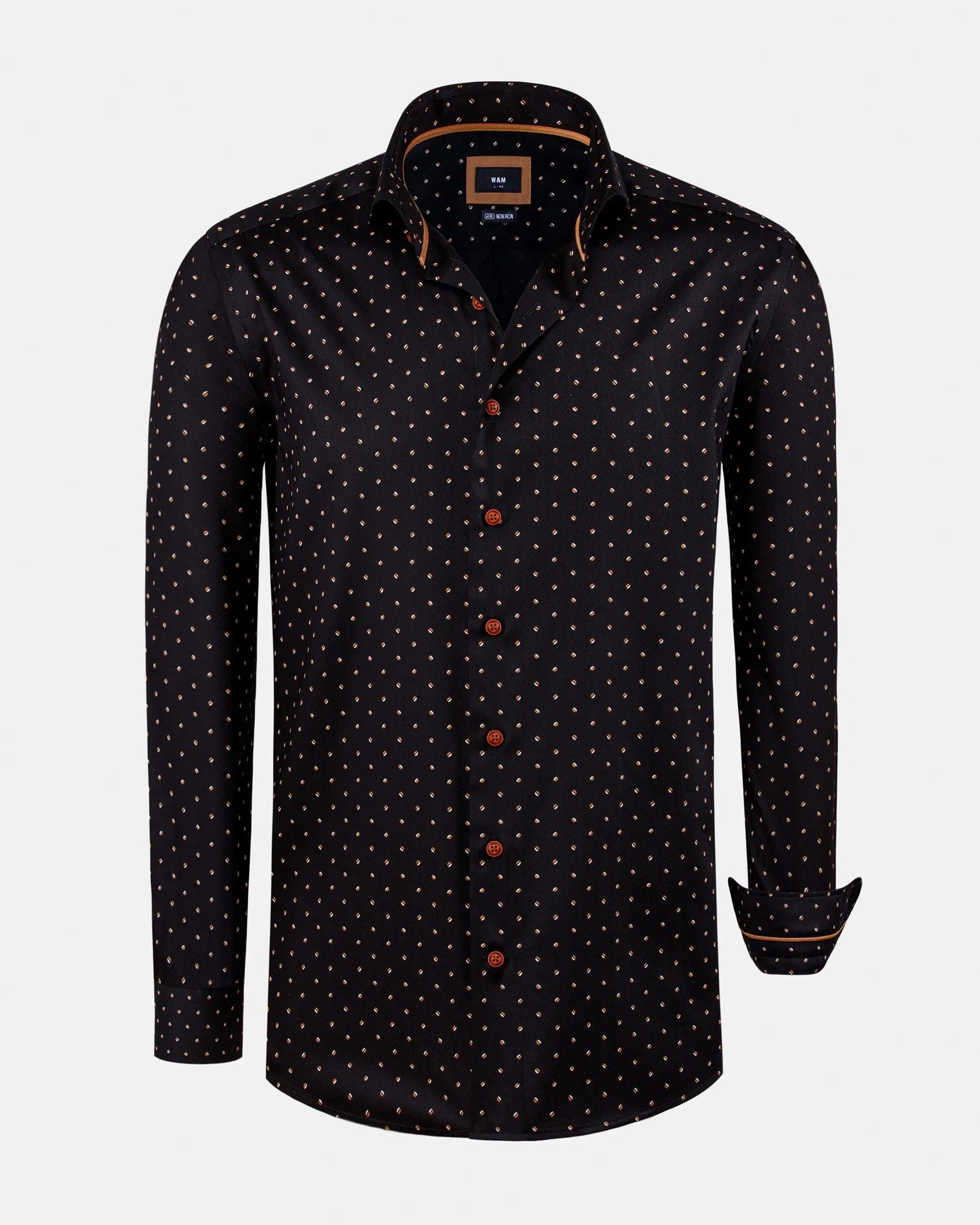 Verdantia Coffee Bean Pattern Black Long Sleeve Shirt 6XL