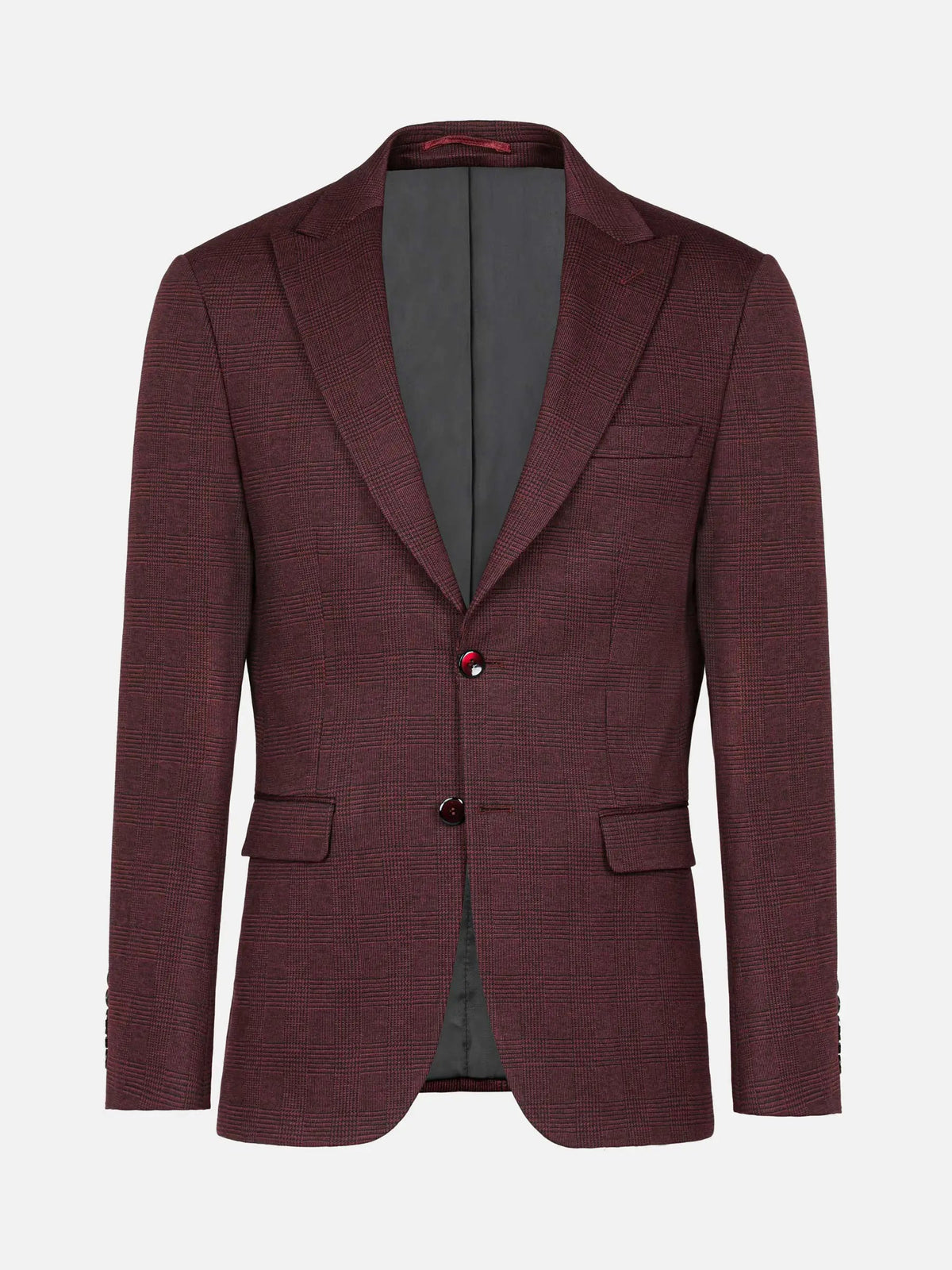 Red Wood Wide Lapel Dark Red Blk Suit Blazer 60