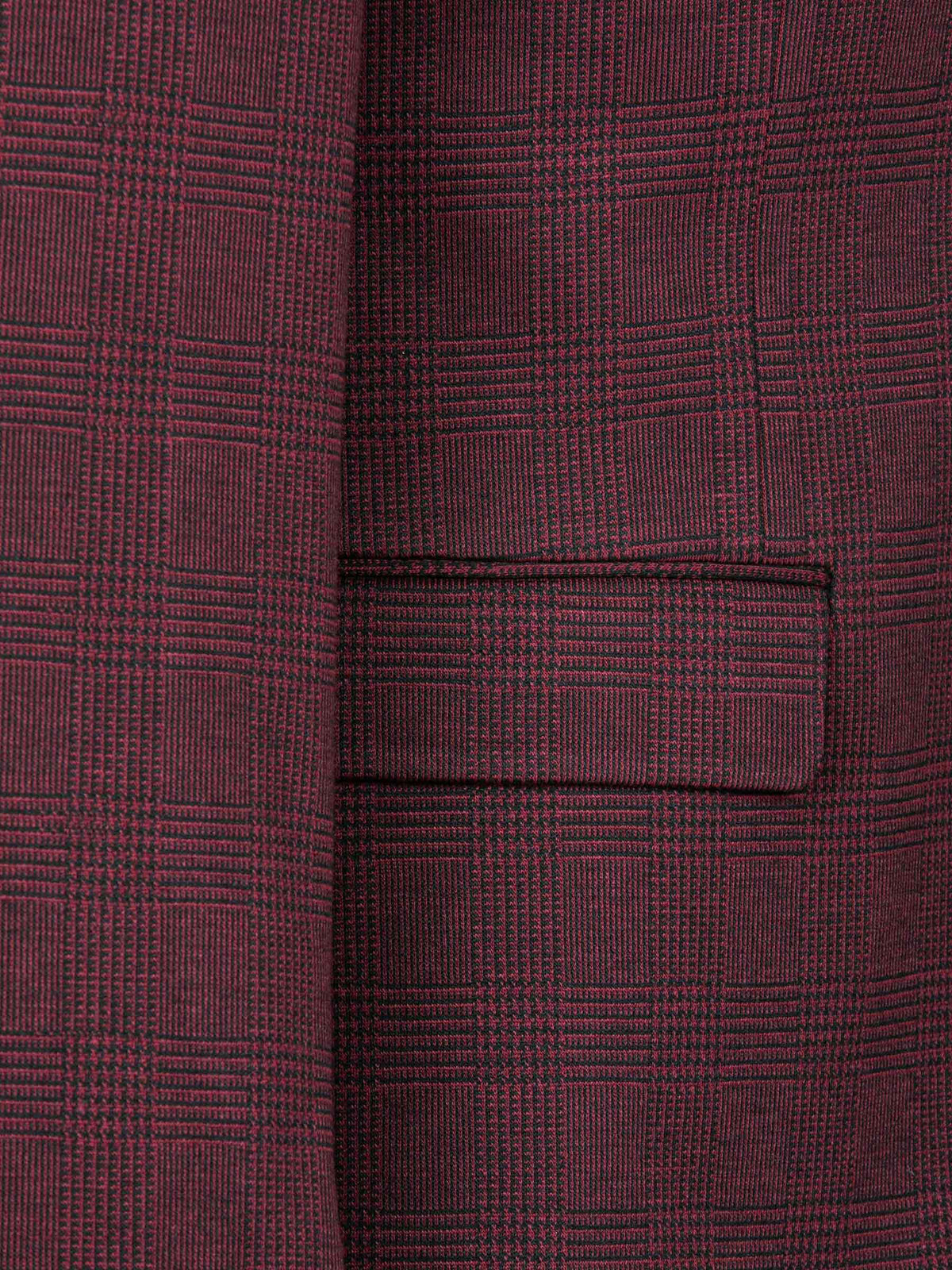 Red Wood Wide Lapel Dark Red Blk Suit Blazer 60