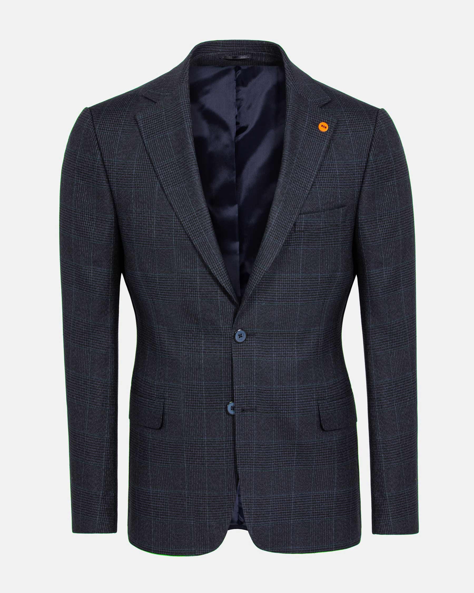 Amalfi Glen Check wide lapel Navy Suit Blazer 60