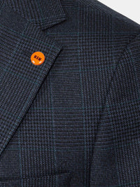 Amalfi Glen Check wide lapel Navy Suit Blazer 60