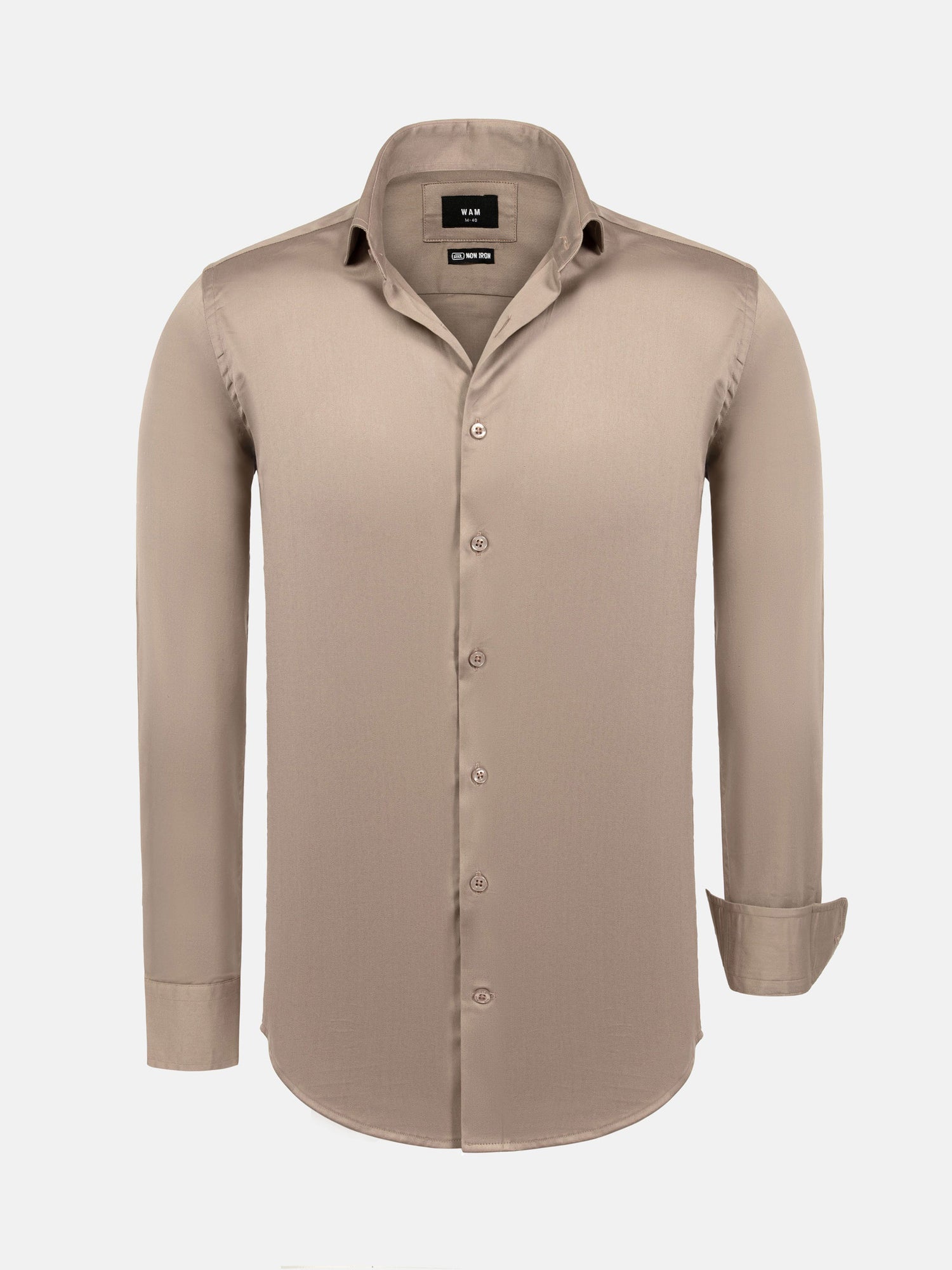 William Beige Slim Fit Mena Cotton Shirt 6XL