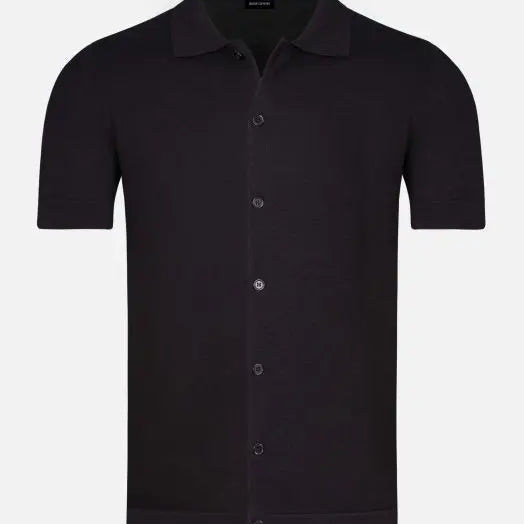 James Full Button-Down Black Polo 6XL