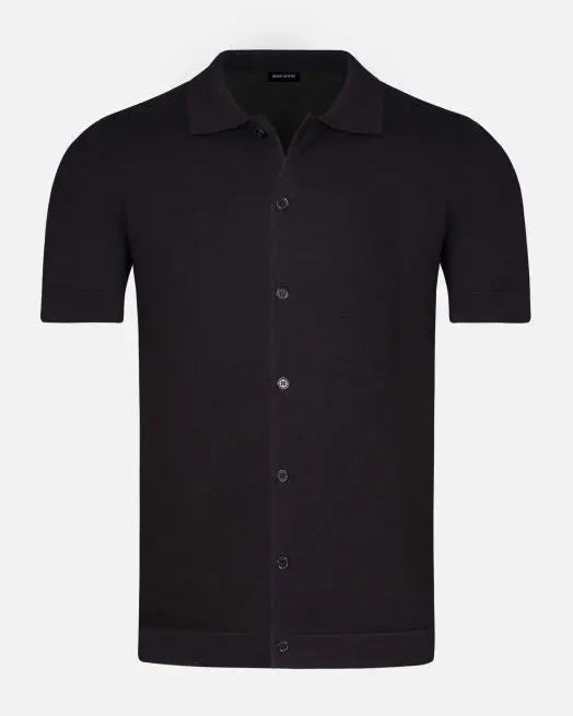 James Full Button-Down Black Polo 6XL