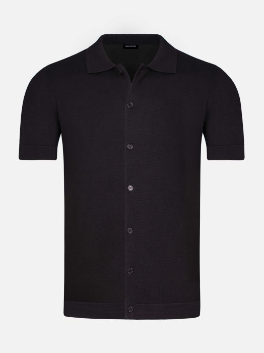 James Full Button-Down Black Polo 6XL