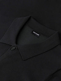 James Full Button-Down Black Polo 6XL