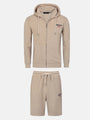 Avery Full Zipped Beige Hoodie Shorts Set 6XL