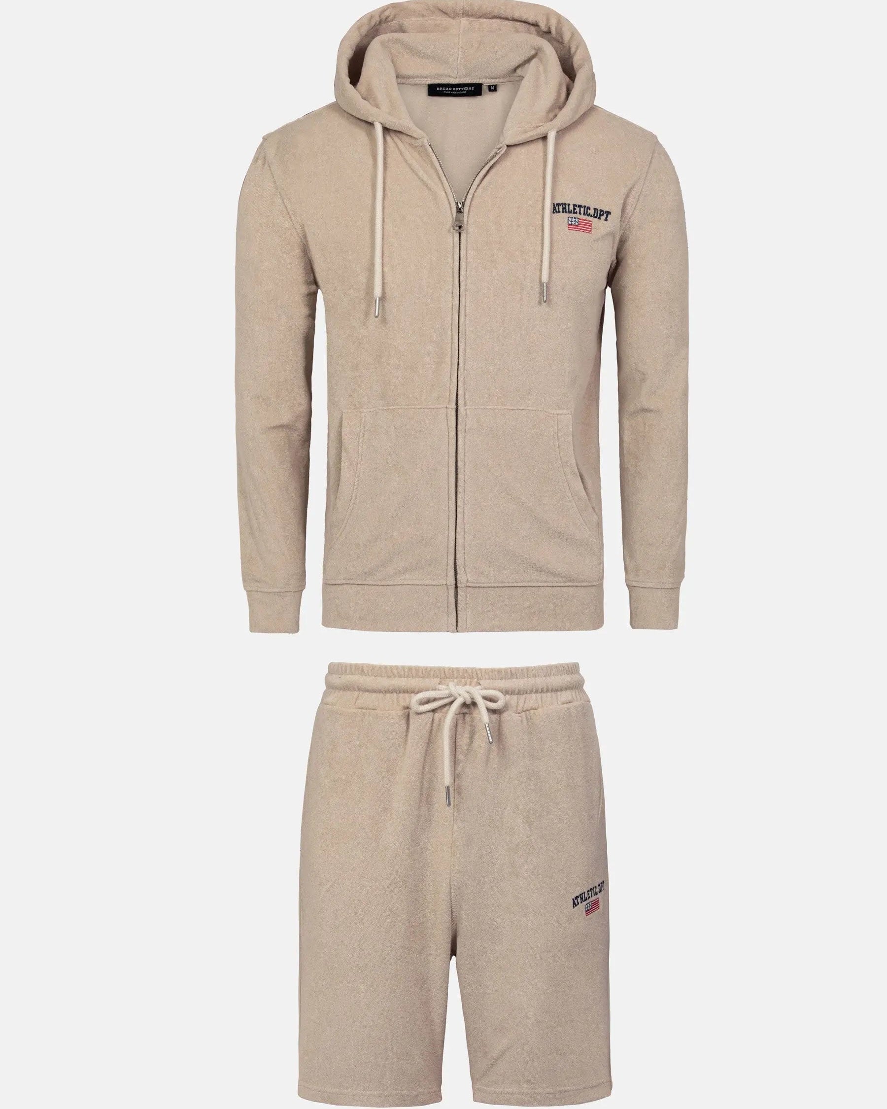 Avery Full Zipped Beige Hoodie Shorts Set 6XL
