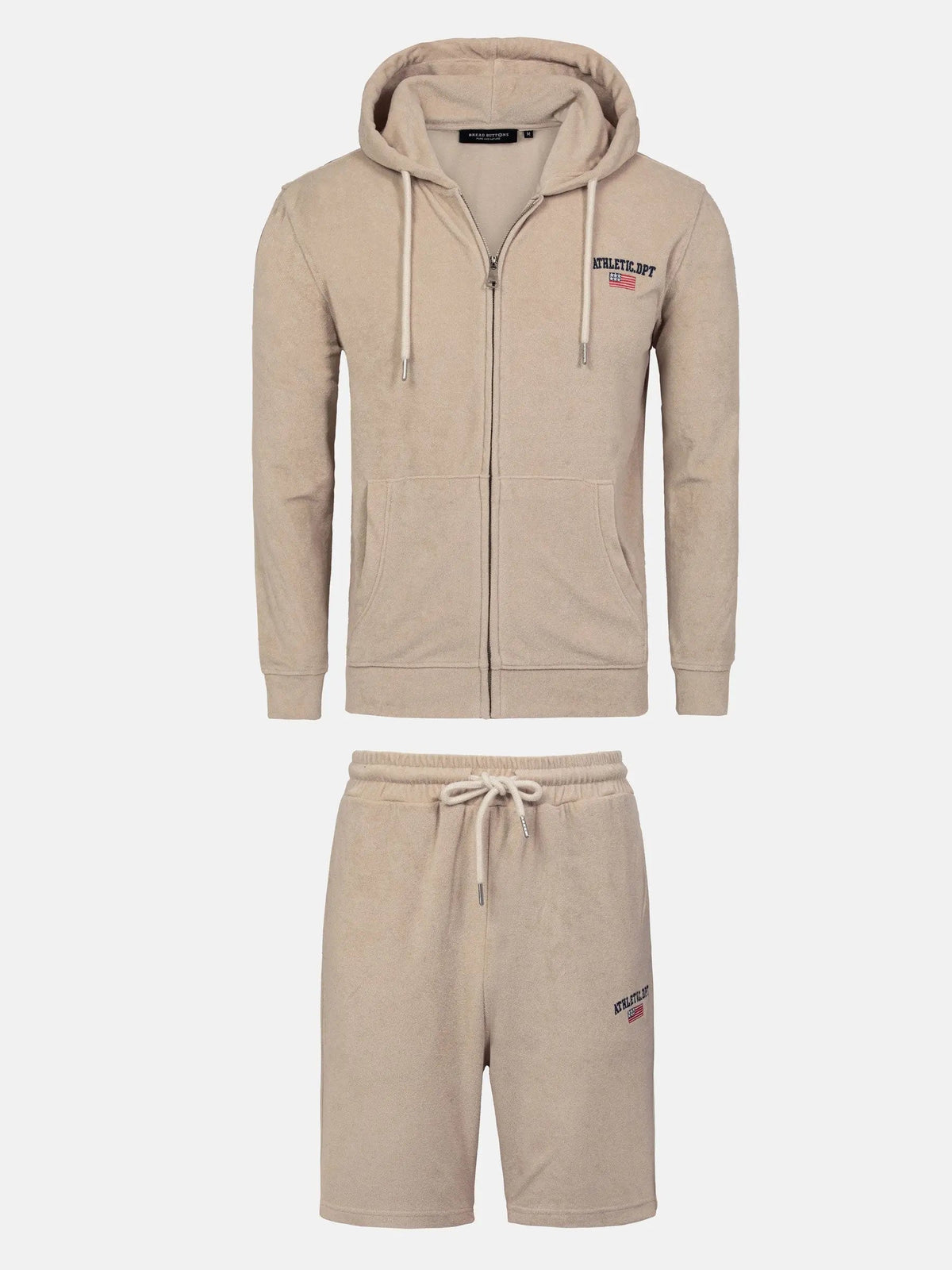 Avery Full Zipped Beige Hoodie Shorts Set 6XL