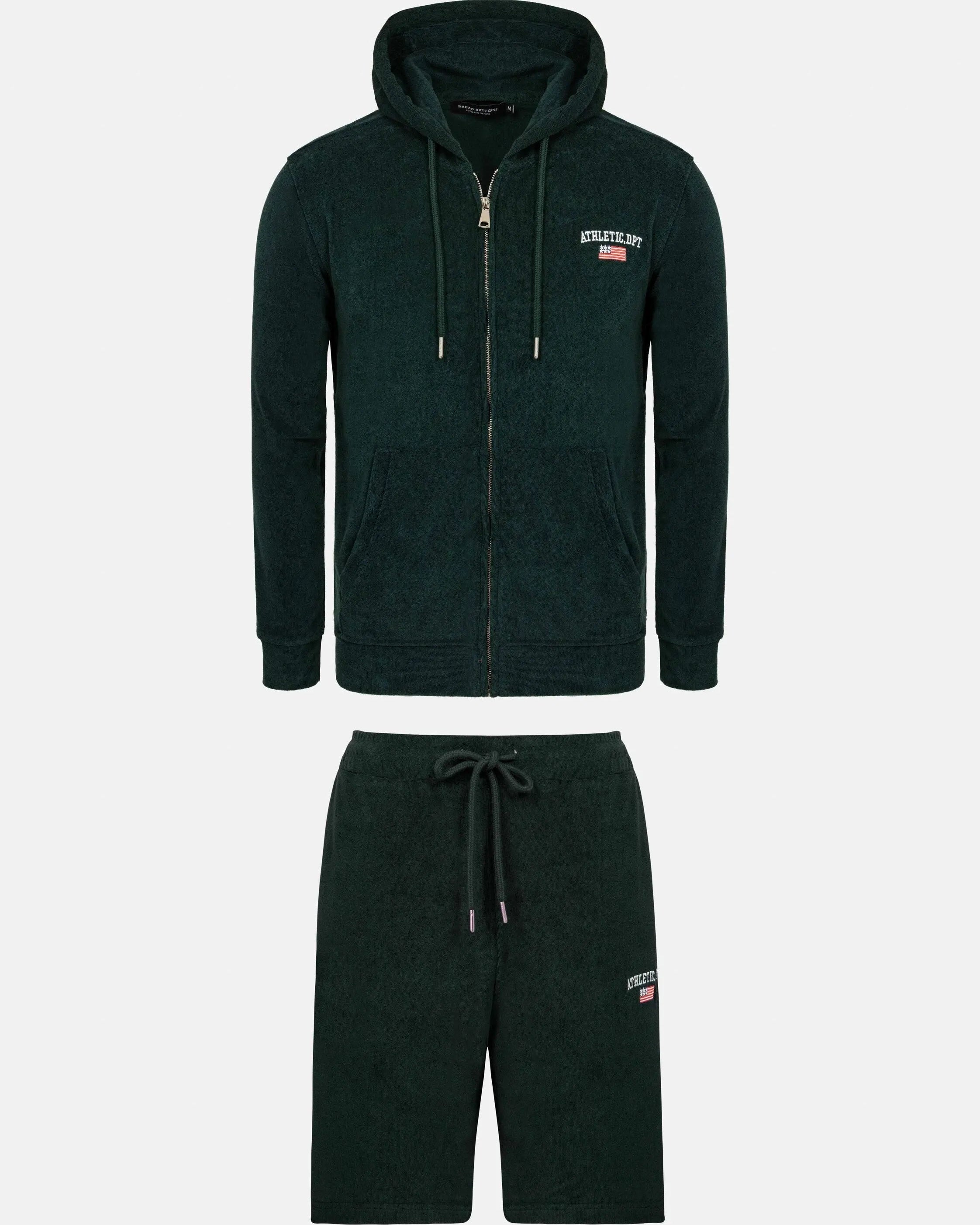 Avery Full Zipped Green Hoodie Shorts Set BREAD BUTTONS