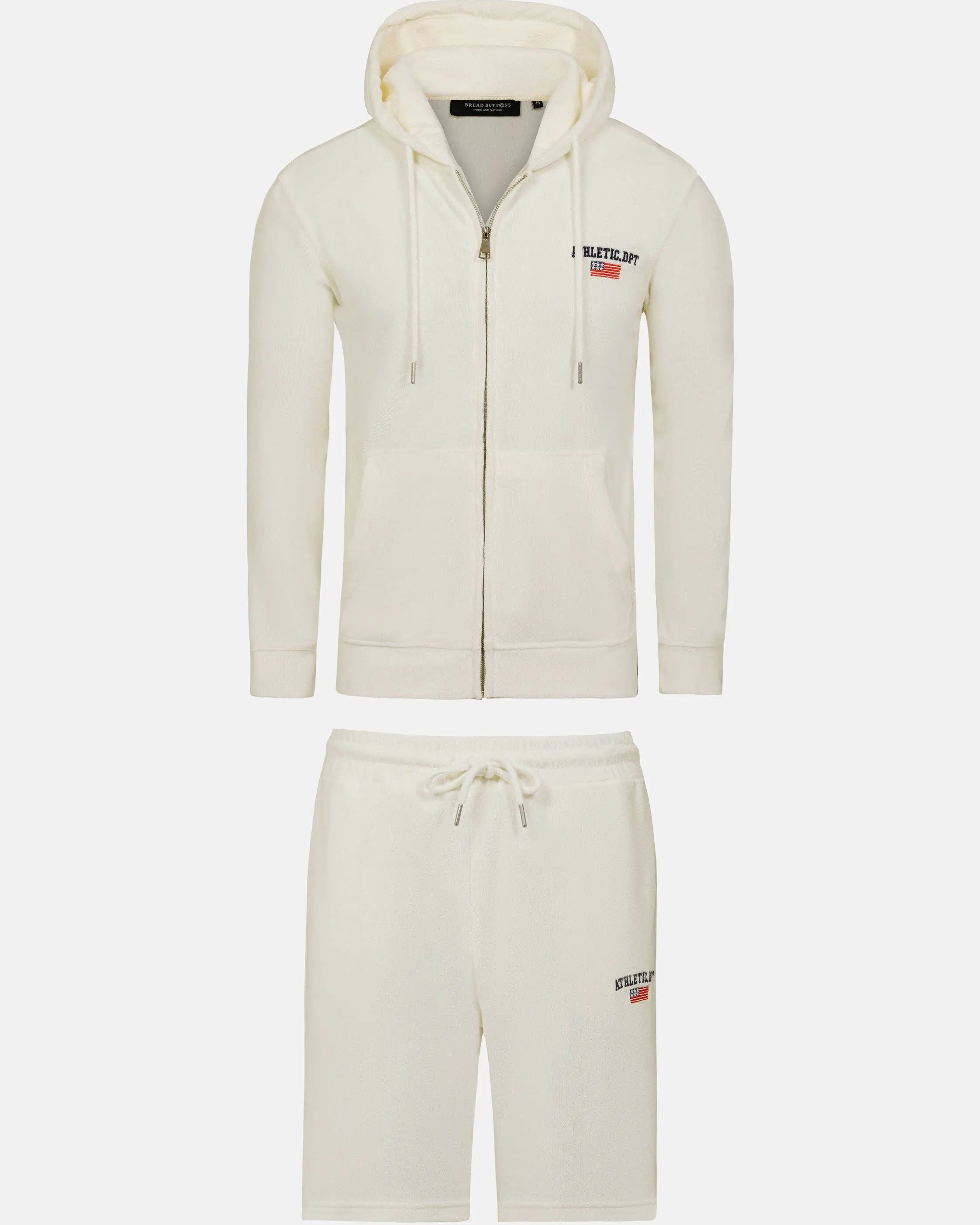 Avery Full Zipped White Hoodie Shorts Set BREAD BUTTONS