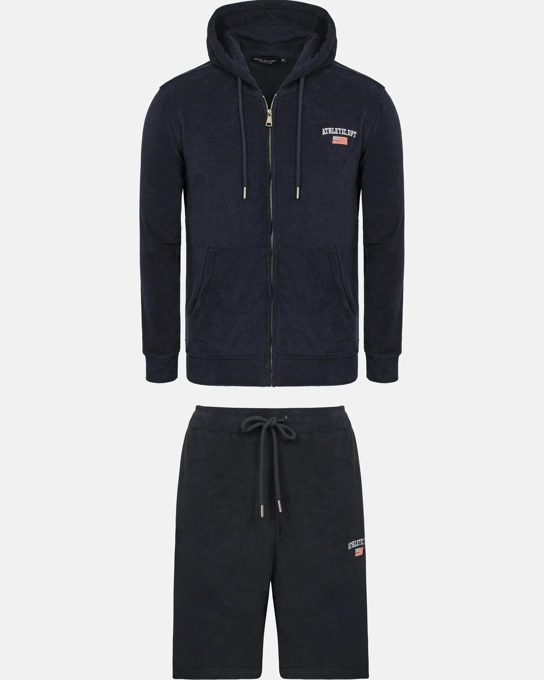 Avery Full Zipped Navy Hoodie Shorts Set 6XL