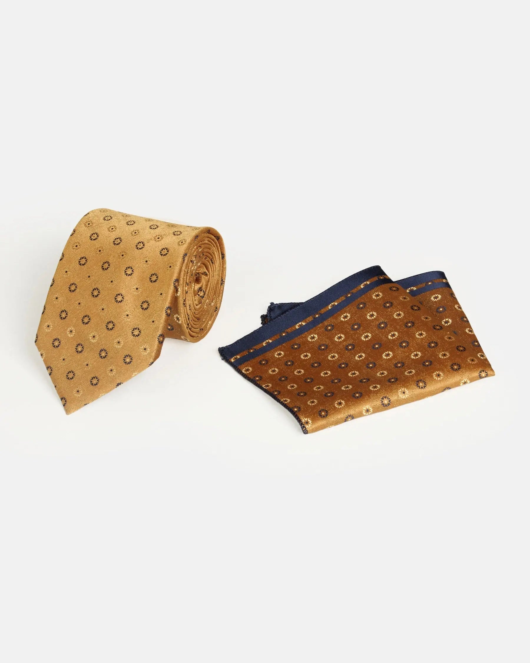 William Powell Light Orange Navy Tie One Size