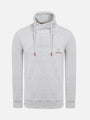Gray sweater with a small logo on a white background