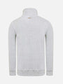 Gray zip-up sweater on a white background