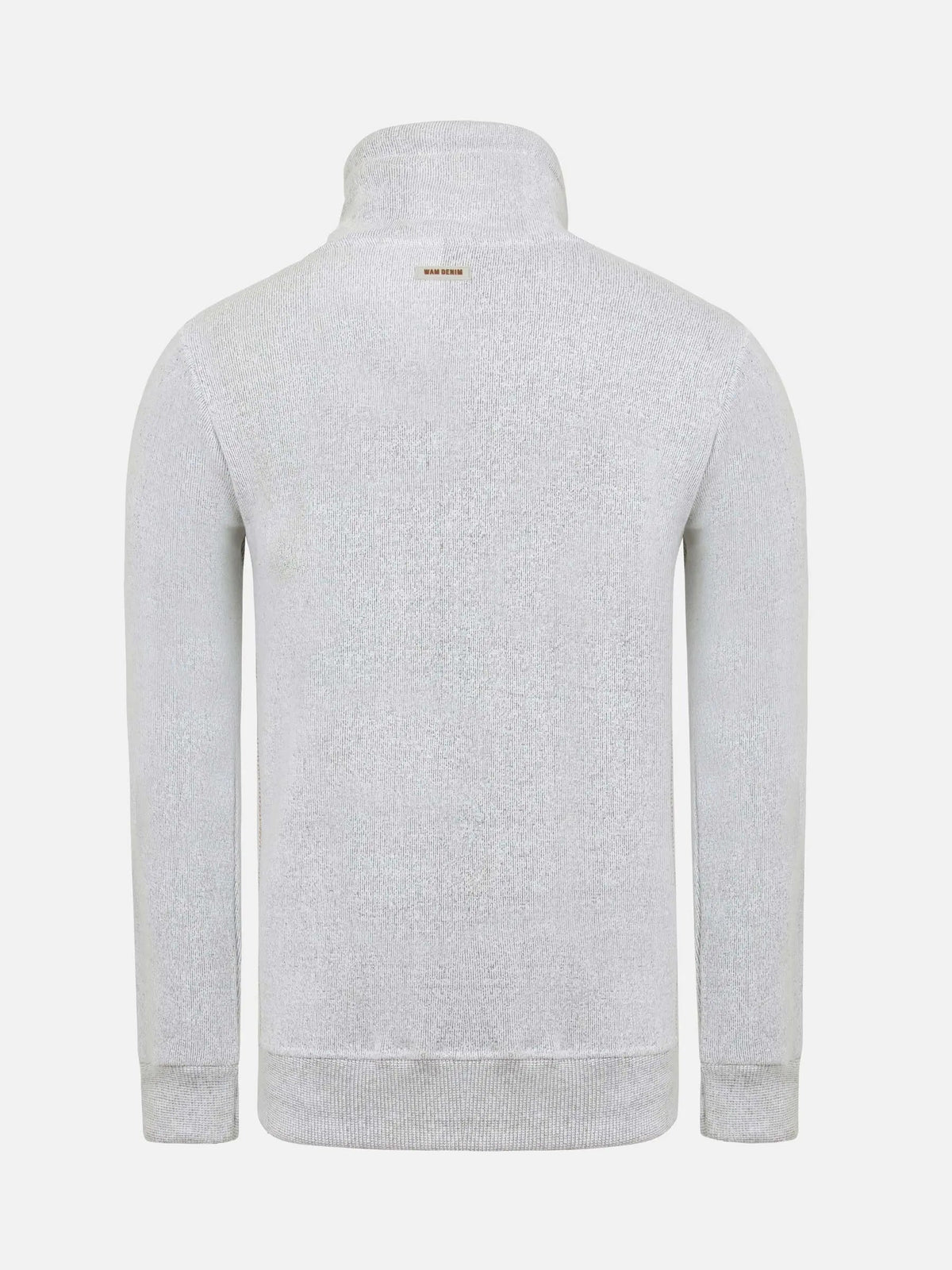 Gray zip-up sweater on a white background