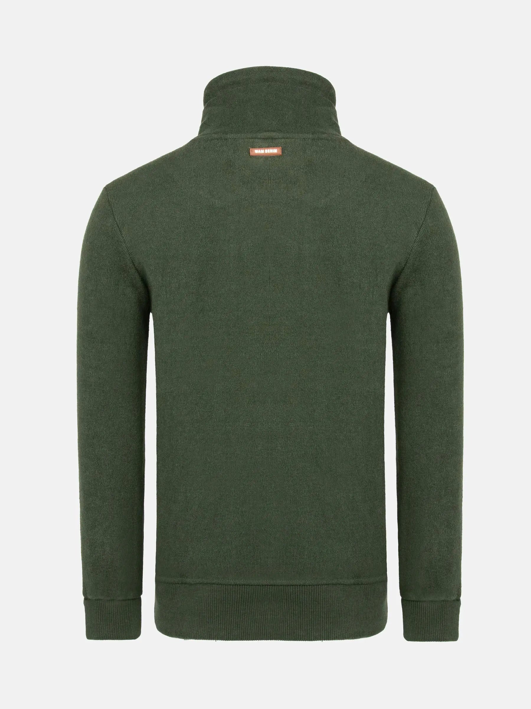 Khaki half-zip sweatshirt on a light gray background