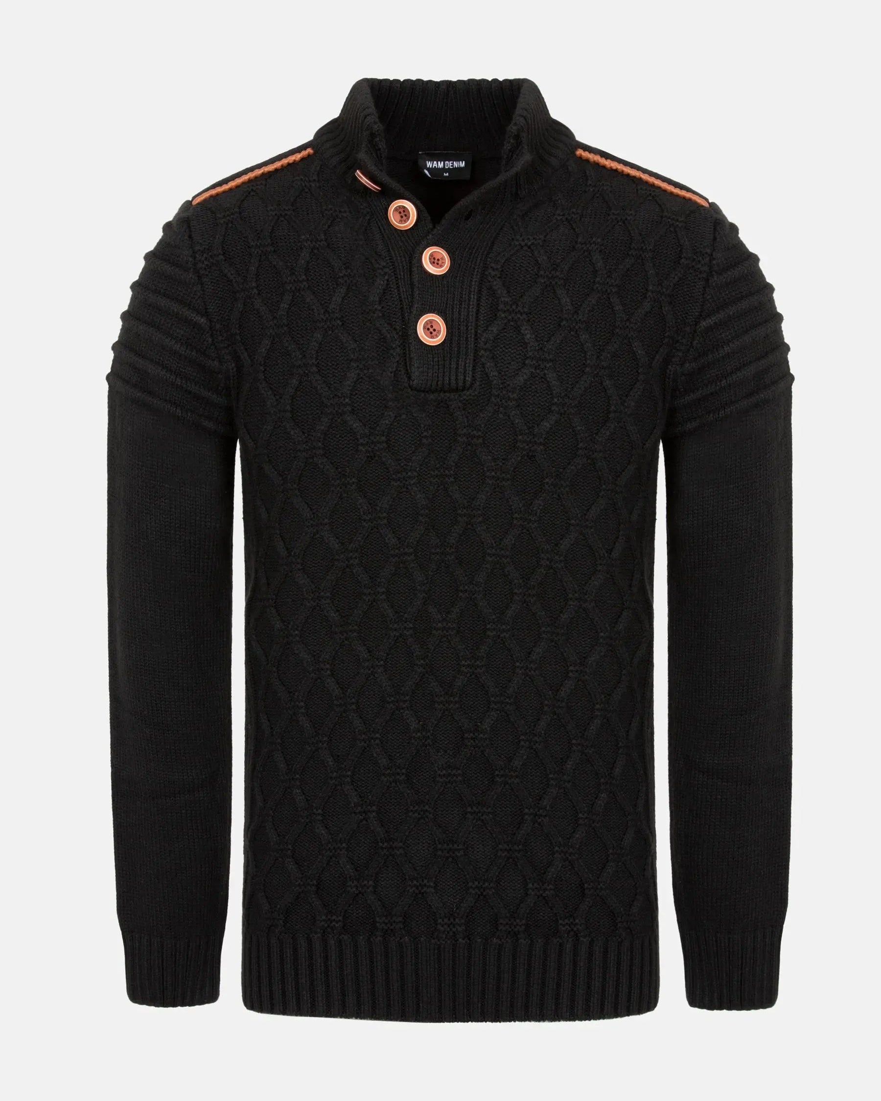 Minerve Knit Pattern Black Knitwear 6XL