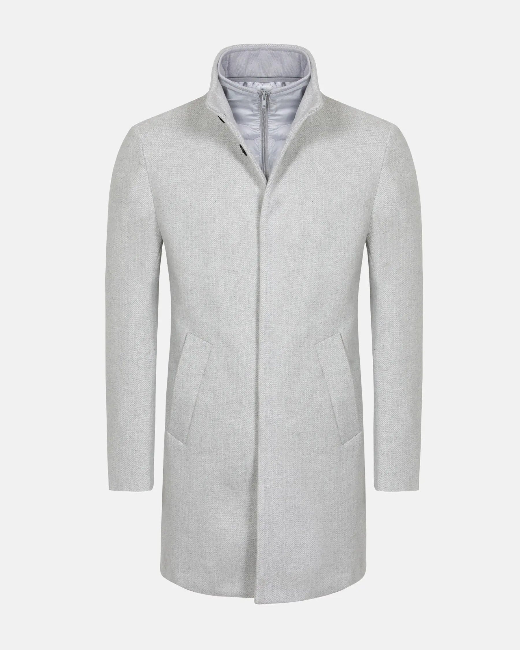 Kartier High Neck Light Grey Trench Coat 6XL
