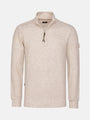 Beige half-zip sweatshirt on a white background