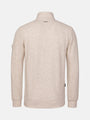 Beige sweater with a brand logo on a white background