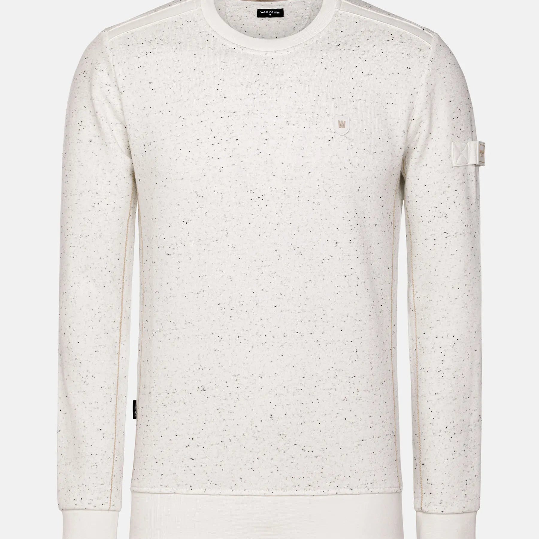 Off White sweater with subtle pattern on a white background