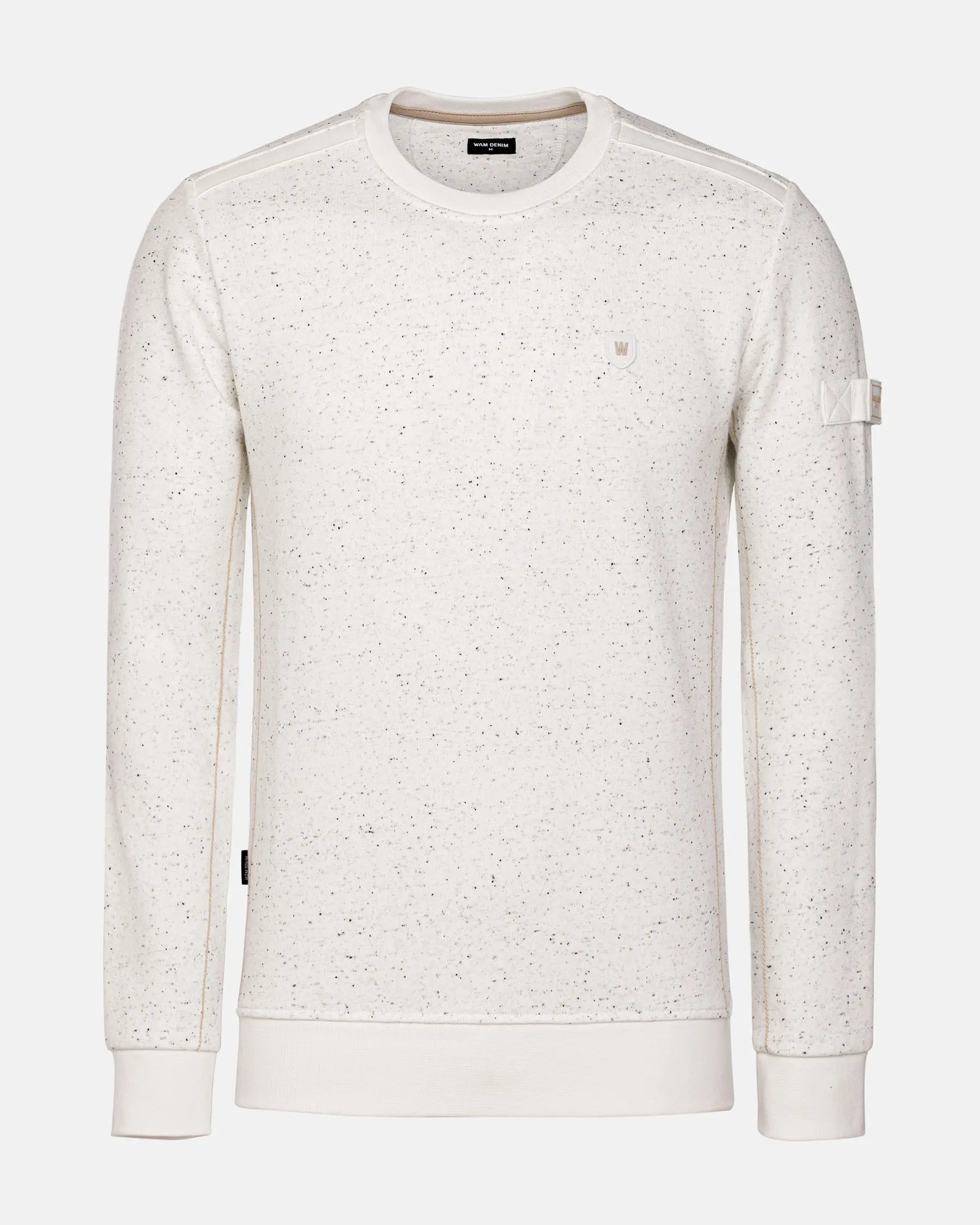 Off White sweater with subtle pattern on a white background
