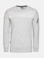 Light grey crew neck sweatshirt with zipper sleeve detail and ribbed cuffs – Wam Denim.