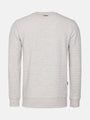Back view of light grey textured crew neck sweatshirt with ribbed hem and cuffs – Wam Denim.