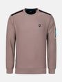 textured crew-neck sweater with zip sleeve pocket – Wam Denim.