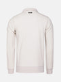 Back view of light beige Milburn Sweater with logo. – Wam Denim.