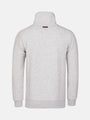 Light grey men’s sweatshirt with high collar and ribbed cuffs, back view – Wam Denim.