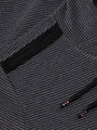 Detailed close-up of ribbed Anthracite fabric with drawstring ends and stitched trim – Wam Denim.