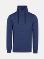 Blue horizontal stripe men's cowl neck sweater with drawstrings – Wam Denim.