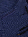 Close-up of the shoulder detail on the blue cowl neck sweater – Wam Denim.