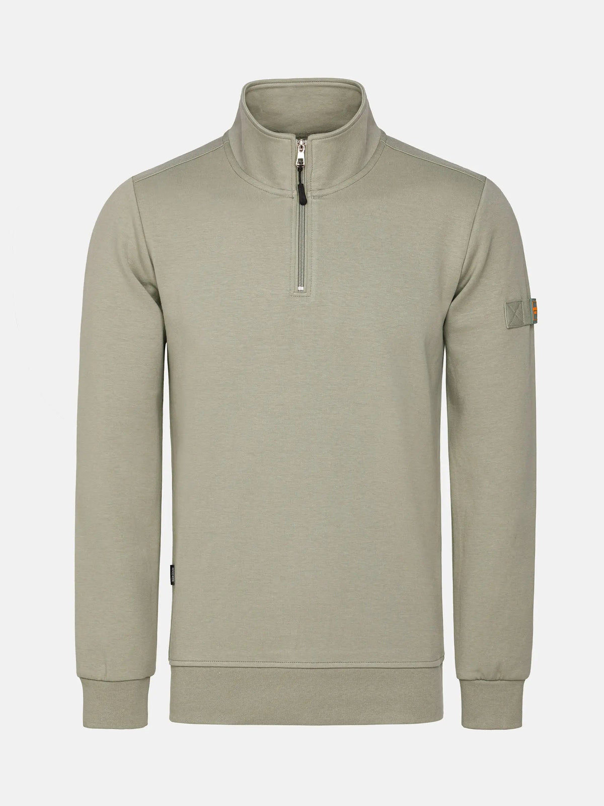 Light Green Sweater with a quarter zip on a white background