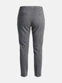Back view of grey slim-fit men's pantalon featuring tailored design and buttoned welt pockets.