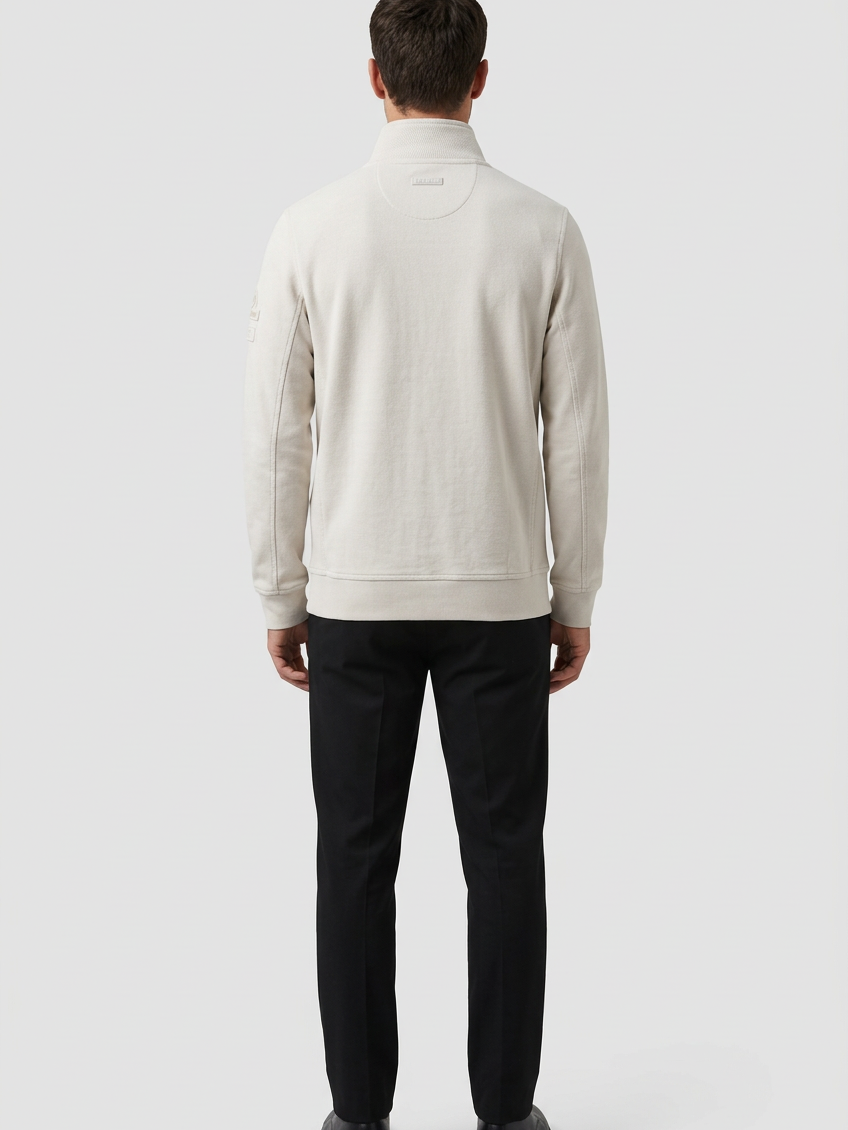 Nerik Light Beige sweater on model, back view