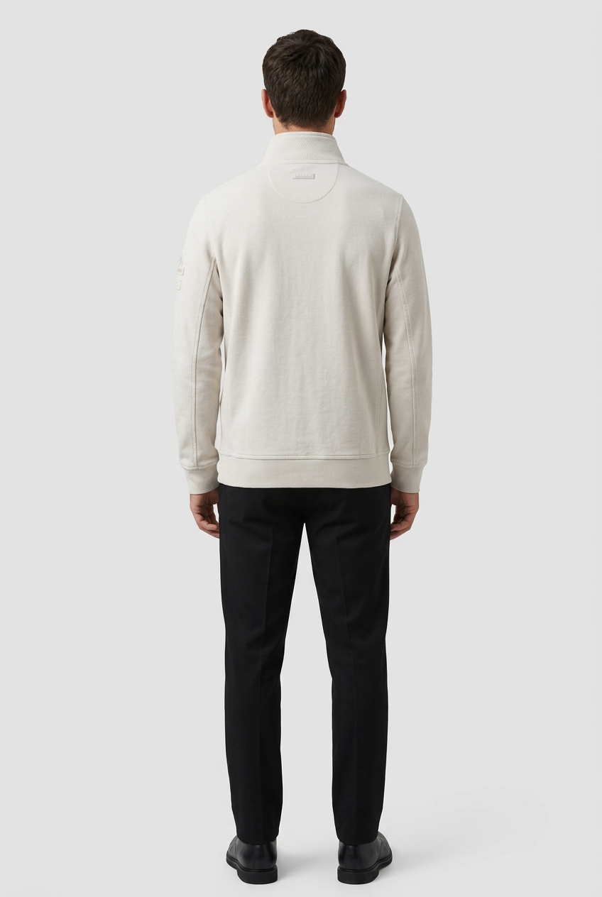 Nerik Light Beige sweater on model, back view