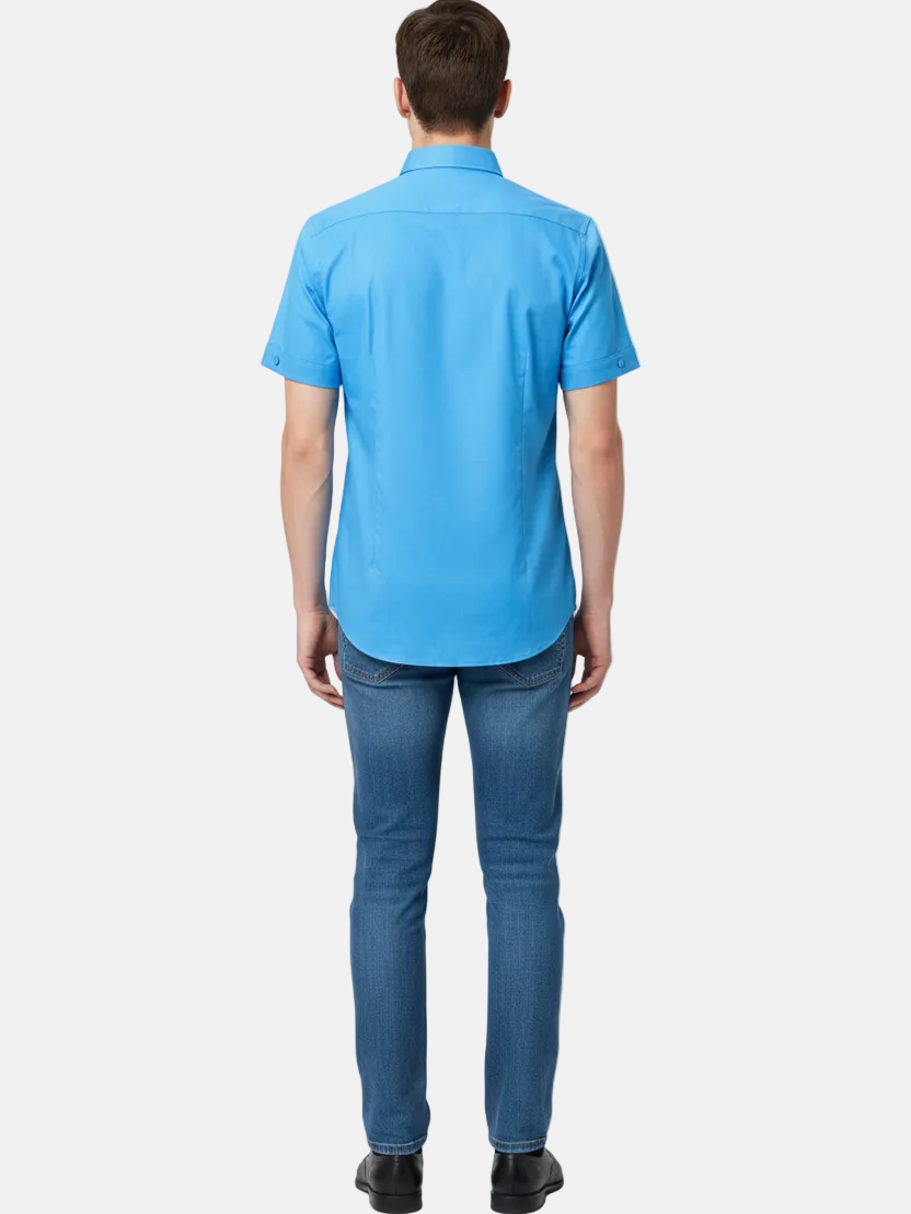 Valmor Sky Blue Short Sleeve Shirt - Back